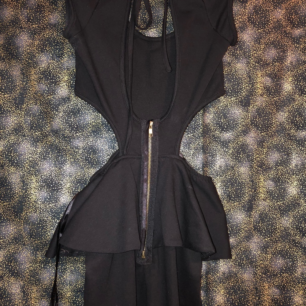 Black peplum cut out dress
